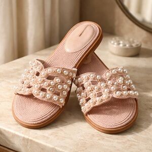 Sam Edelman Bay Pearl Slide Sandals in Misty Rose